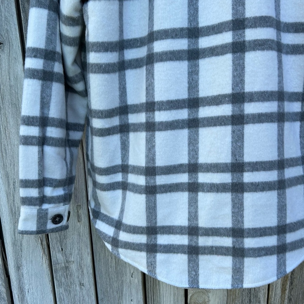NWT Thread & Supply Plaid Shirt Jacket Grey White XS - Picture 12 of 16